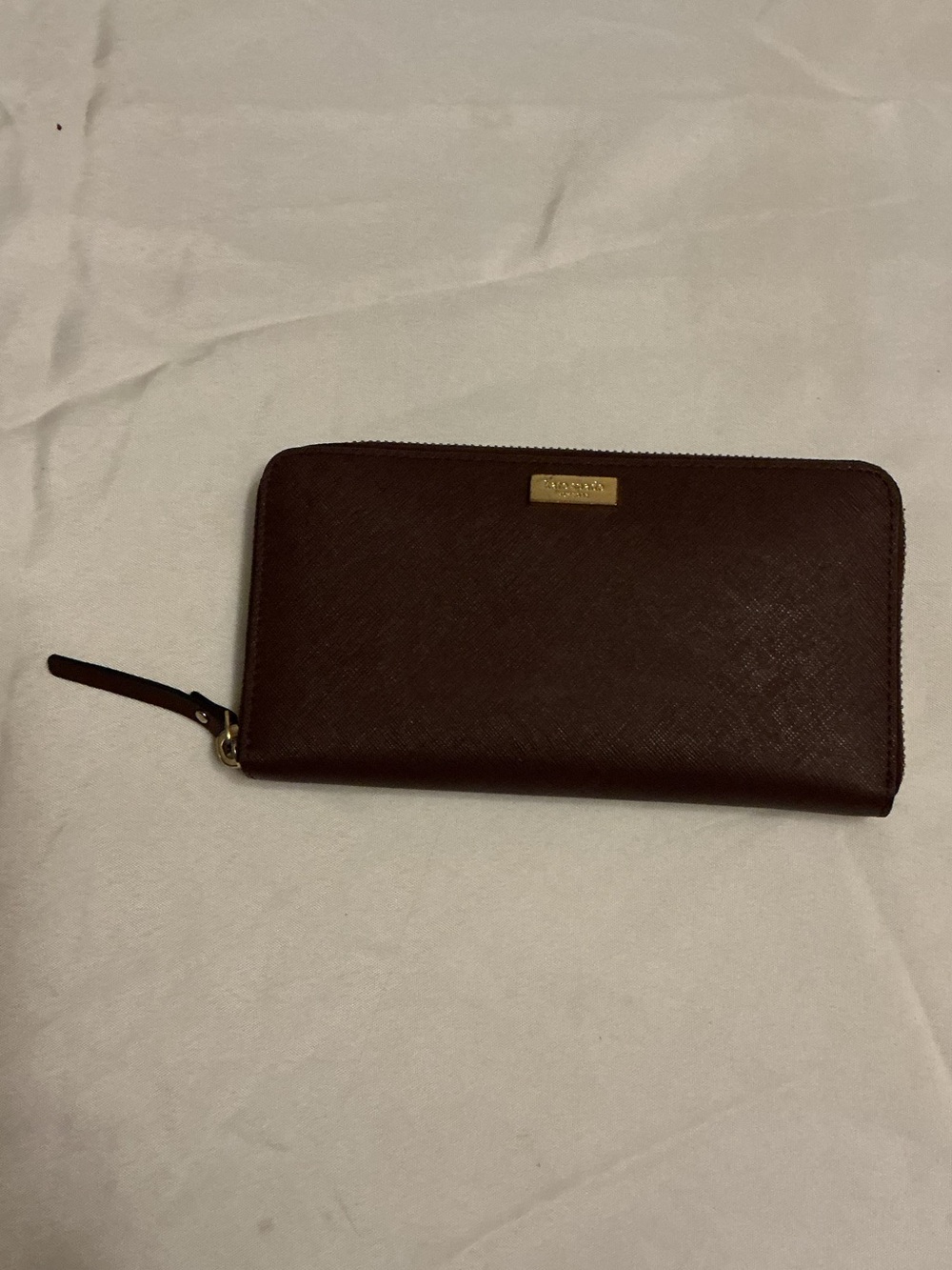 kate spade Burgundy Zip Wallet with Gold Plaque